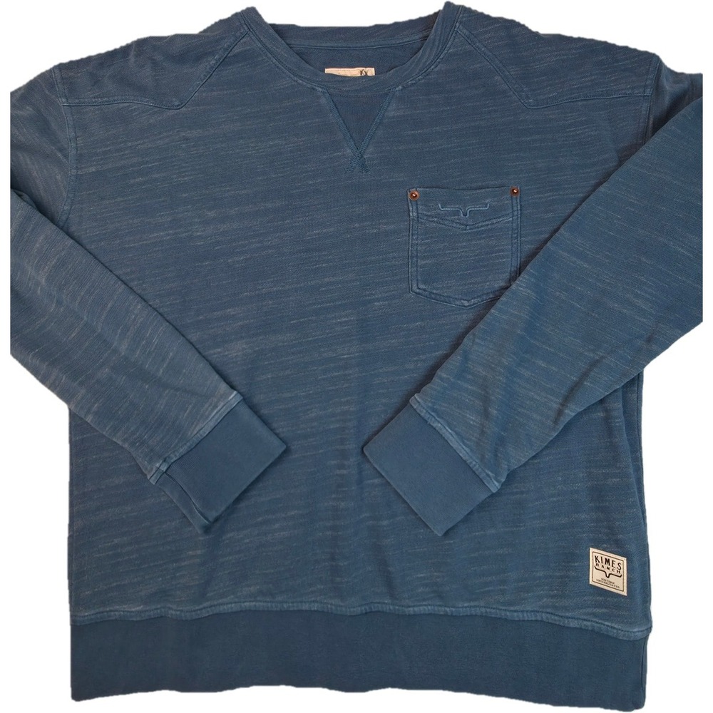 Kimes Ranch Gina Sweatshirt Womens Medium Mid Blue Western Pocket Pullover NWT